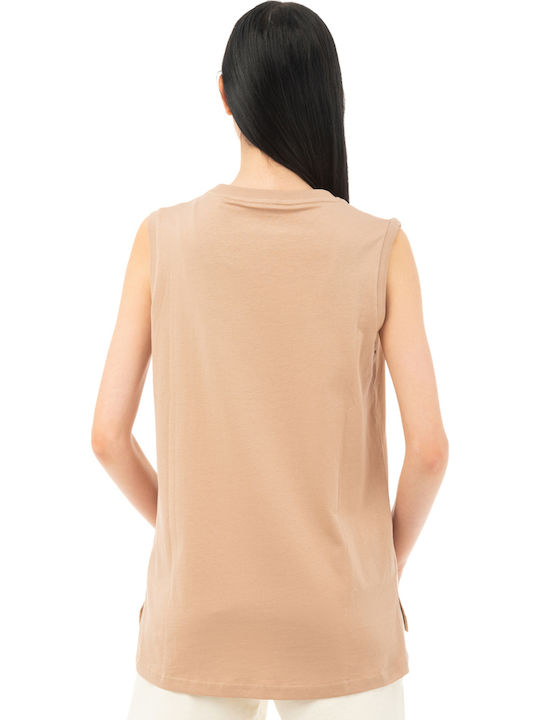 Women's Summer Cotton Sleeveless Beige Blouse