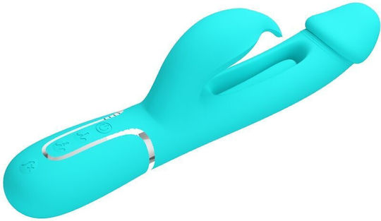 Pretty Love Kampas Rabbit 3 In 1 Multifunction Vibrator Tongue Aqua Green