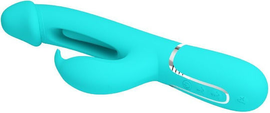 Pretty Love Kampas Rabbit 3 In 1 Multifunction Vibrator Tongue Aqua Green
