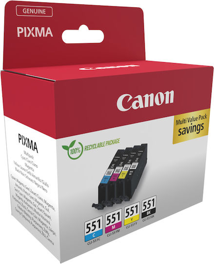 Canon Original Pack of 4 InkJet Printer Inks Yellow / Cyan / Magenta / Black (6509B016)