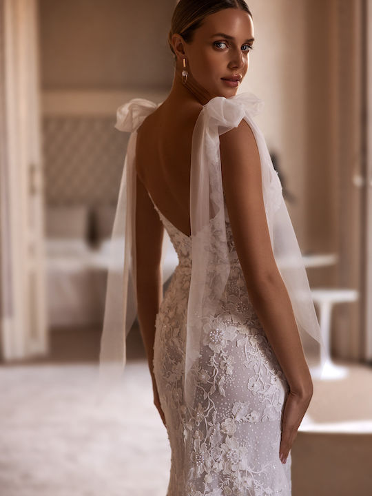 Wedding Dress Backless Dress with Lace White Kaya_002