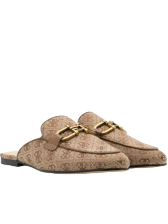 Guess Flat Leather Mules Beige