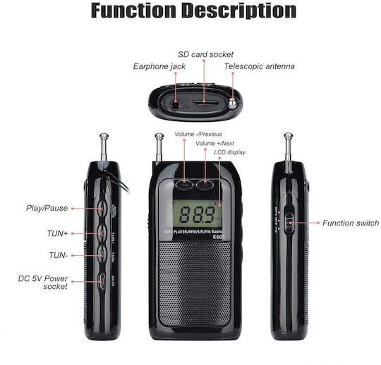 Battery with USB Black