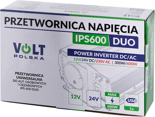 Volt Polska Inverter für Autos Modifizierte Sinuswelle zur Umwandlung von 12V DC in 230V AC mit 1xUSB