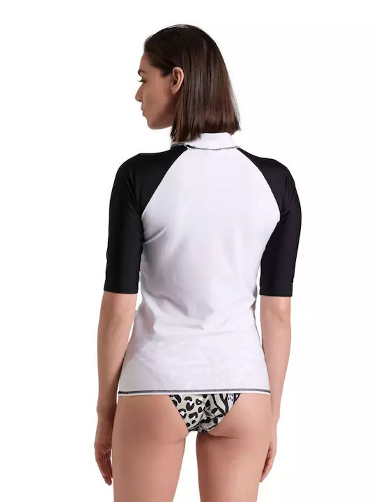 Arena Rash Vest Γυναικεία Κοντομάνικη Αντηλιακή Μπλούζα Λευκή