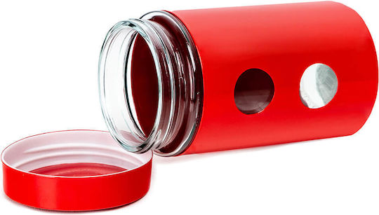 Muhler General Use Vase with Lid Made of Red Stainless Steel 1050ml 1 Piece