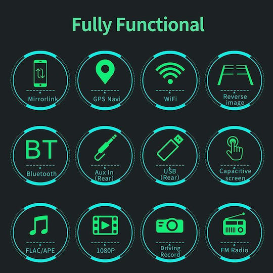 Auto-Audiosystem 2DIN (Bluetooth/USB/AUX/WiFi/GPS/Apple-Carplay/Android-Auto) mit Touchscreen 9"