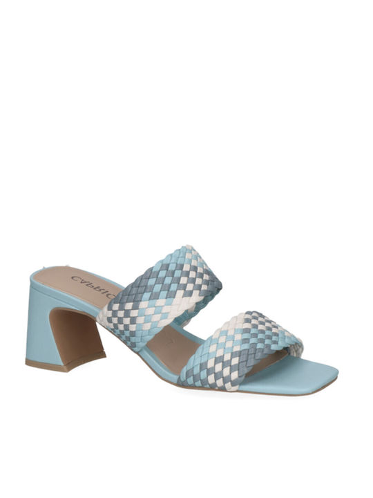 Caprice Synthetic Leather Women's Sandals Light Blue with Medium Heel