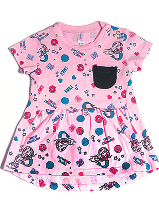 Smile Mermaid Mädchenkleid Kurzärmelig Kinderbekleidungssets Mit Slip Rosa