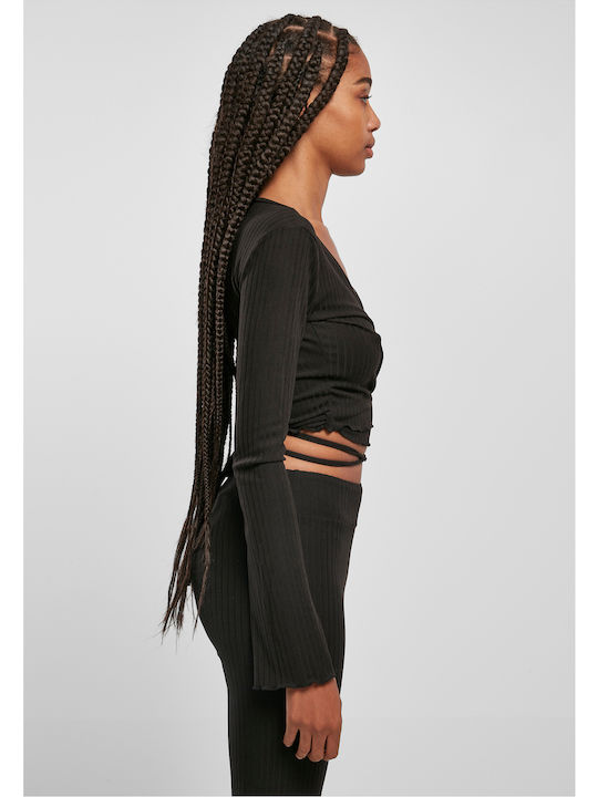 Women's Crop Top Long Sleeve Black