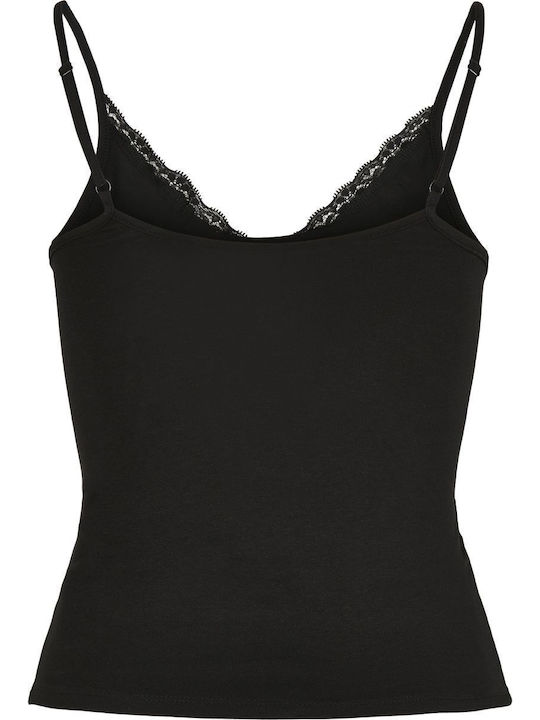 Women's Blouse Cotton with Lace Black