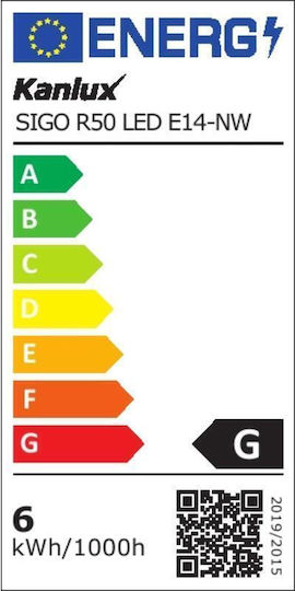 Kanlux Λάμπα LED 6W για Ντουί E14 και Σχήμα R50 Φυσικό Λευκό 480lm