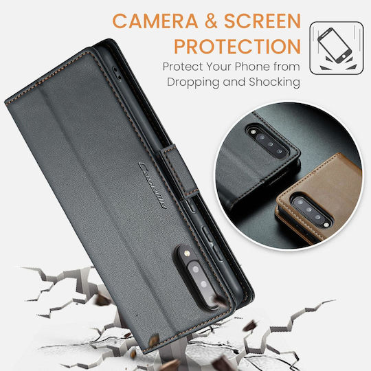 Samsung Galaxy A30s A50s A50 Caseme 023 Schmetterling Schnalle Litchi Textur Rfid Anti-Diebstahl Leder Telefon Fall schwarz