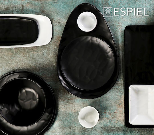 Espiel Wavy Matte Πιατέλα Σερβιρίσματος Οβάλ Πλαστική Μαύρη 28x18εκ. 6τμχ