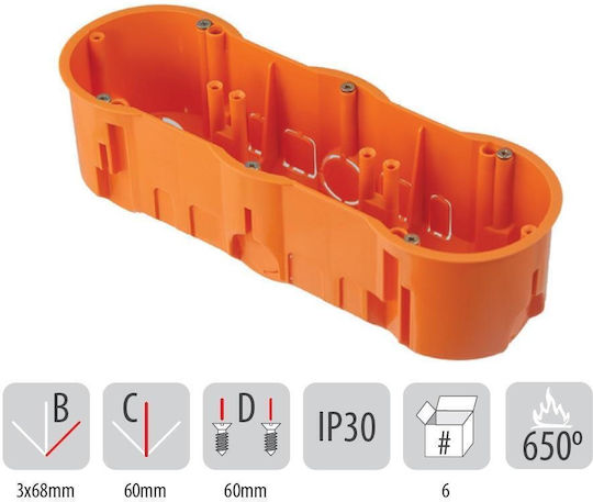 PAWBOL Flush Electrical Box IP30 in Orange Color