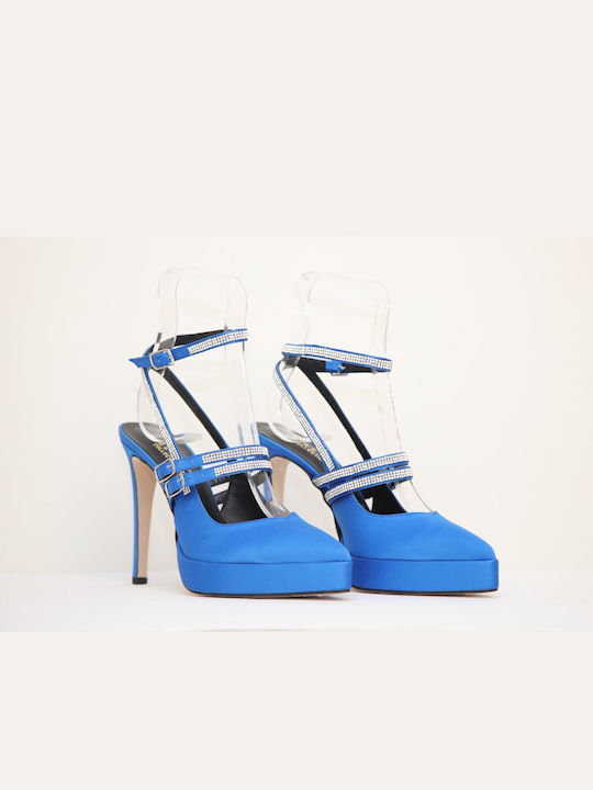 Ellen Synthetic Leather Blue High Heels