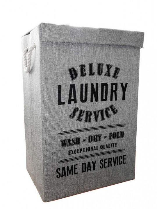Sidi Home Plast Laundry Basket Fabric Folding with Cap 40x30x60cm Grey/Black Letters with Black Letters