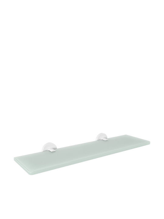 Verdi Omicron Wall Mounted Bathroom Shelf Glass 40x12.5x4.4cm White