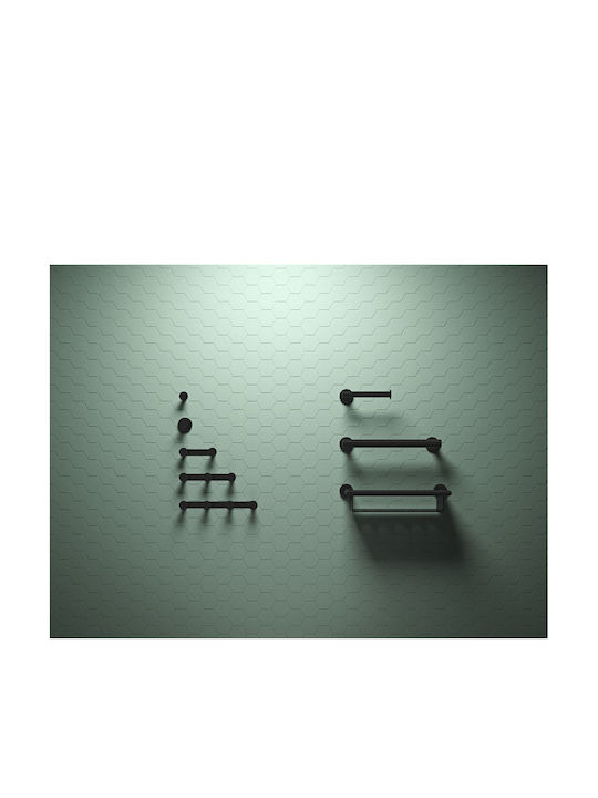Verdi Omicron Wall Mounted Bathroom Shelf Glass 60x12.5x4.4cm Black