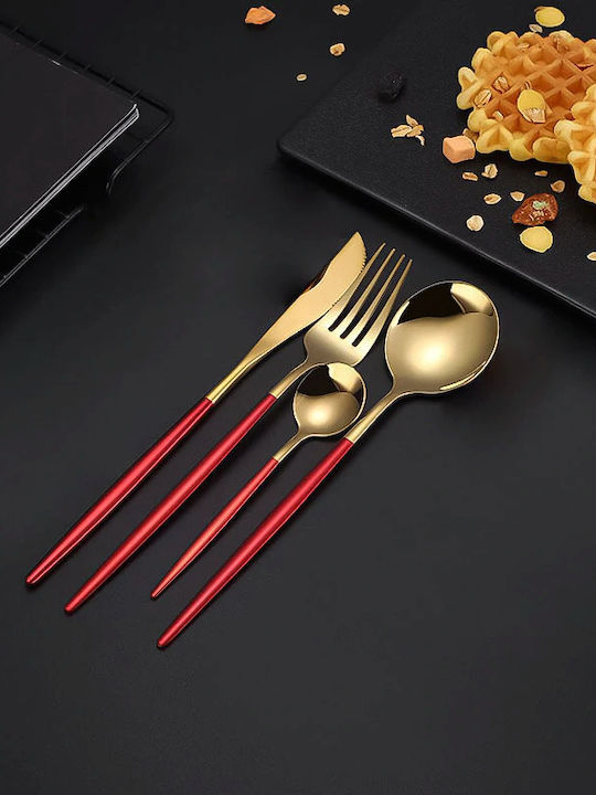 Set de Tacâmuri Inoxidabil Roșii 24buc