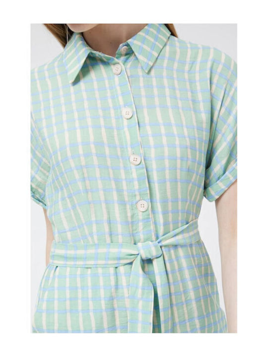 Summer Midi Shirt Dress Green Dress