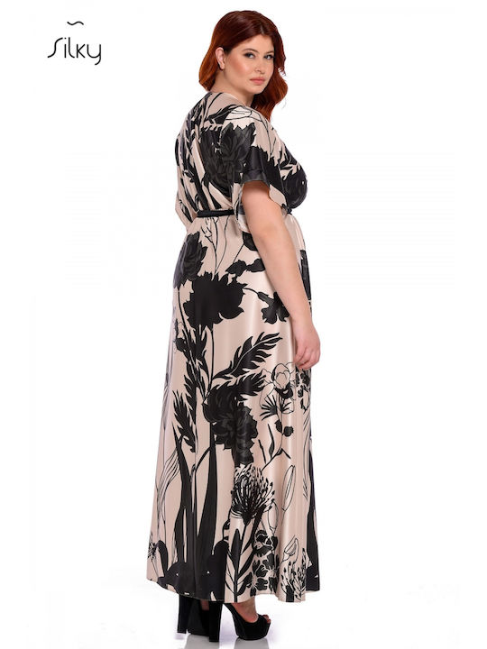Silky Collection Maxi Dress Satin Beige