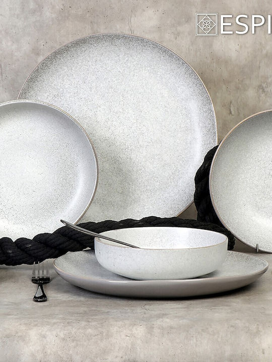 Espiel Etna Teller Suppe Keramik Weiß mit Durchmesser 22cm
