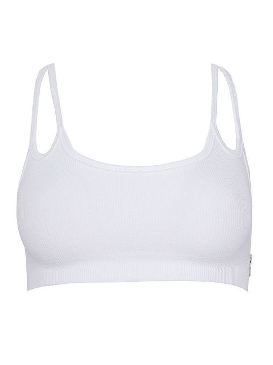 Γυναικείο Αθλητικό Crop Top με Τιράντες Λευκό