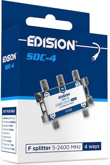 Edision 4 Ways F Splitter Satellite SDC-4