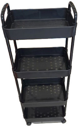 Chios Hellas Raft De Bucătărie Metalic Cu 4 Locuri Negru 41x28x103cm