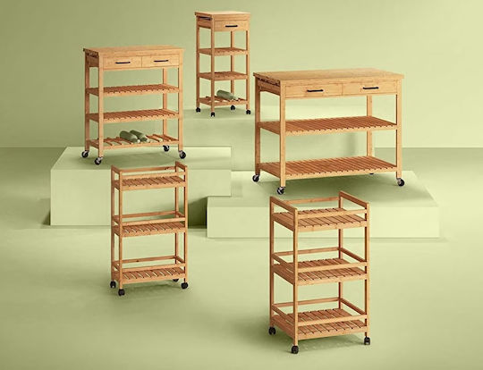 5Five Linha Τρόλεϊ Κουζίνας Ξύλινο 5 Θέσεων Μπεζ 38x37x90cm