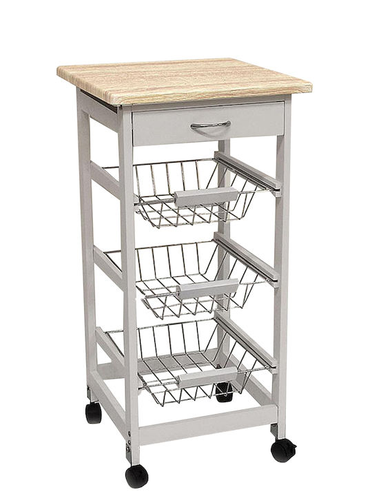 General Trade Metallic Kitchen Trolley 4 Tiers White 37x37x76cm