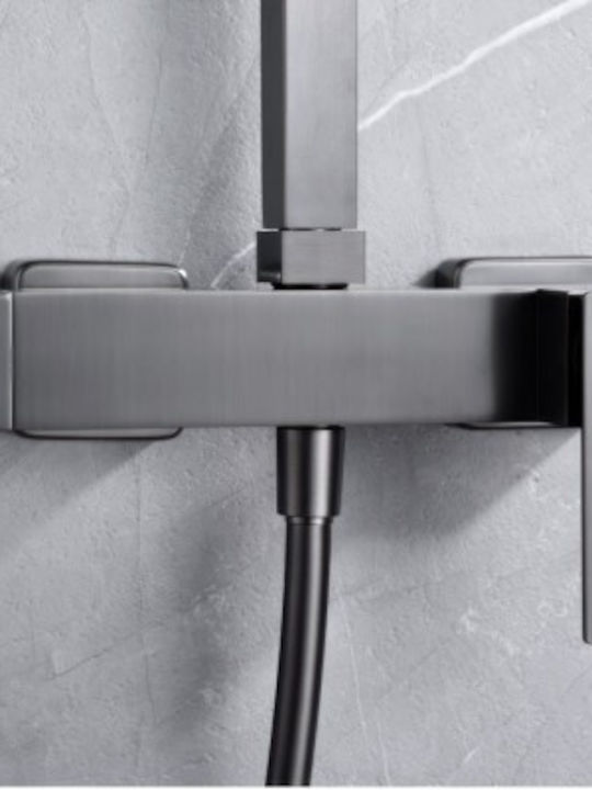 Imex Adjustable Shower Column with Mixer Black