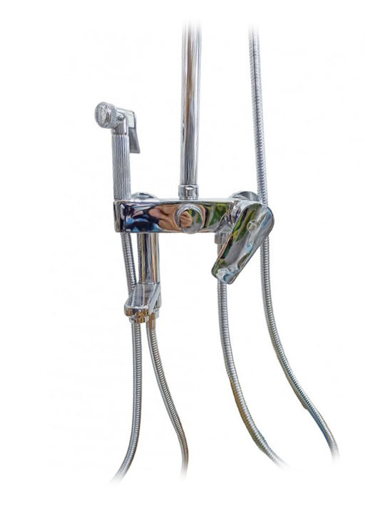 Sky22N-11 Shower Column with Bathtub Mixer 114cm Silver