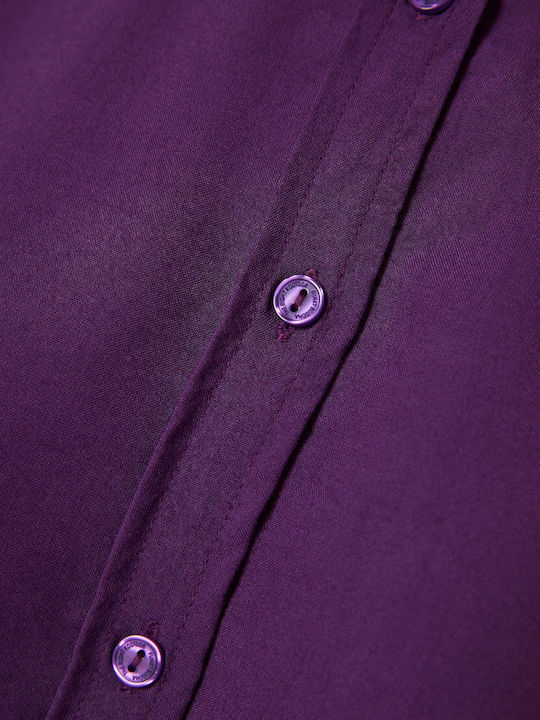 Kurzärmelig Damen Hemd Lila Monochrom