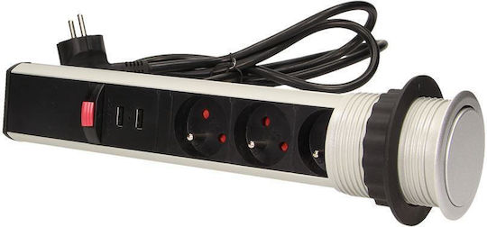Orno Захранваща лента 4 Позиции с 2 USB-A и Кабел 1.8м Сребрист