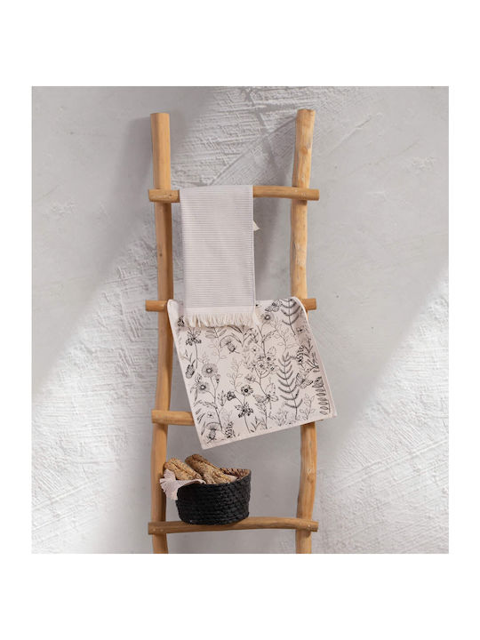 Nef-Nef Homeware Strim Ecru Tea Towel from 100% Cotton in Ecru Color 40x60cm