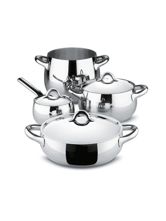 Alessi Mami Cookware Set Made of Stainless Steel Silver 4 Pieces