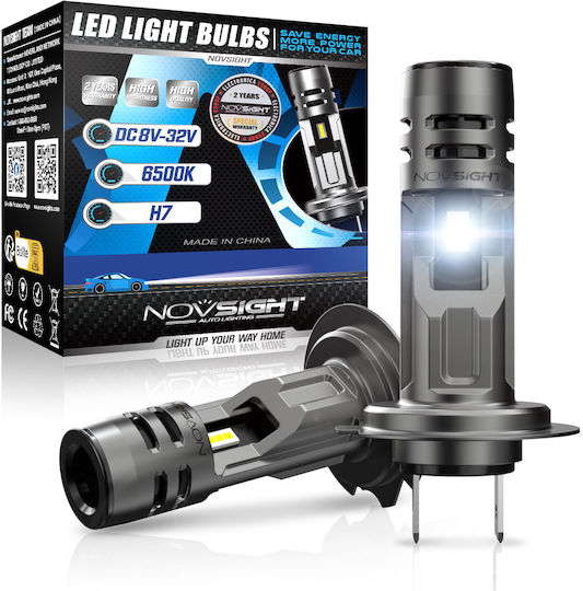 NovSight Lamps Car H7 LED 6500K Cold White 12V 60W 2pcs