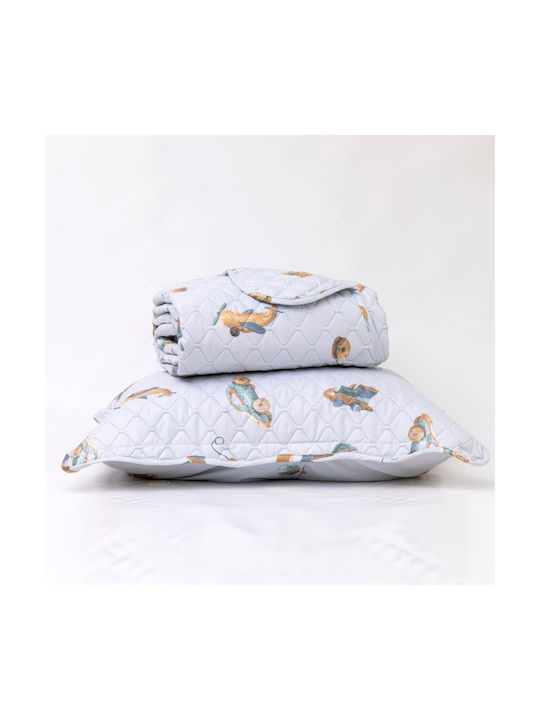 Borea Kids Quilt Set Single with Pillowcase Toys Light Blue 160x220cm