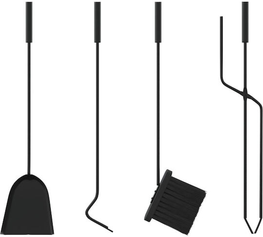 vidaXL Fireplace Tool Set with Stand Holder Black