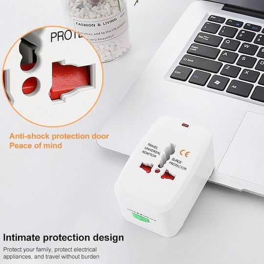 All In 1 EU + AU + UK + US Plug World Universal Travel Socket Adapter White
