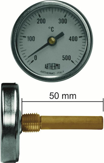 Θερμόμετρο Φούρνου Ξυλόφουρνου 0οc 500οc Ø 50mm Πούρο 5cm