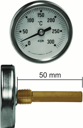 Θερμόμετρο Φούρνου Ξυλόφουρνου 0οc 300οc Ø 50mm Πούρο 5cm