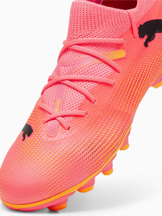 Future 7 Match FG/AG Kids Soccer Cleats & Shoes with Molded Pink Outsole