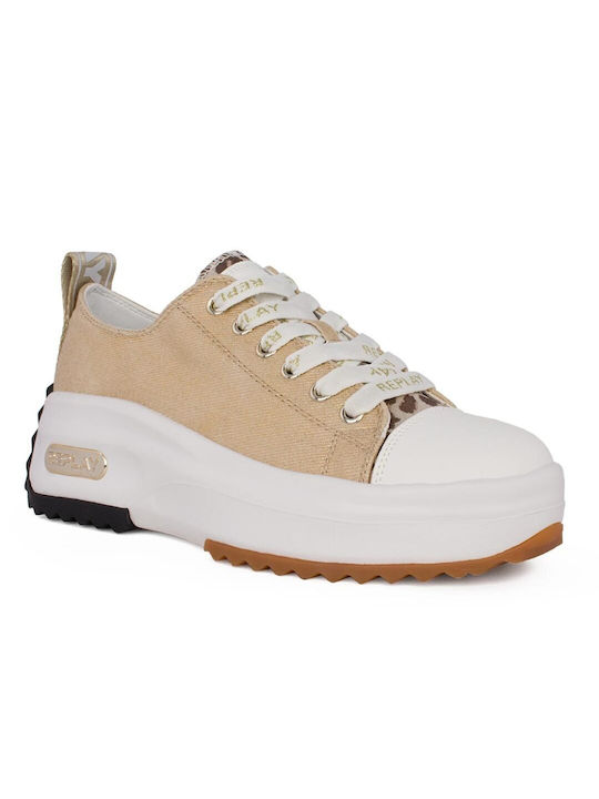 Replay Γυναικεία Sneakers Beige / Gold