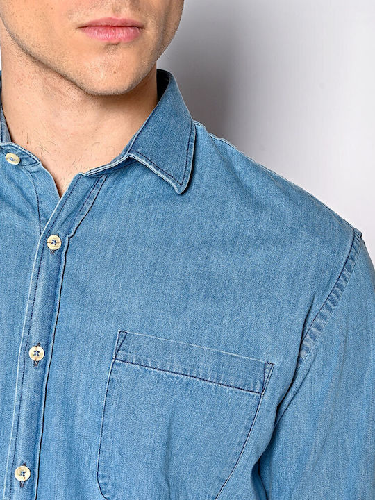 Cu mânecă lungă Denim Cămașă Albastru