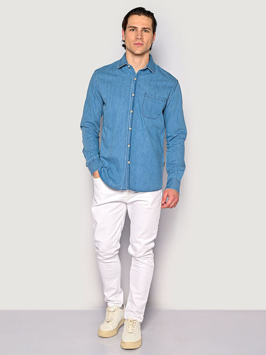Cu mânecă lungă Denim Cămașă Albastru