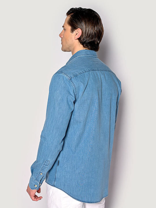 Cu mânecă lungă Denim Cămașă Albastru