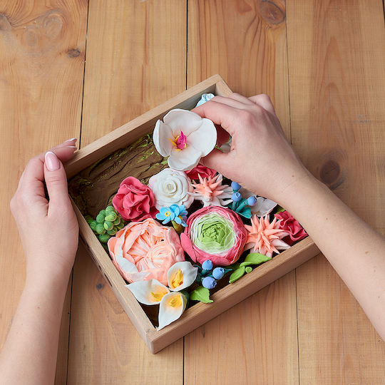 DIY Δημιουργικό Σετ Κατασκευής με Πηλό Wood & Craft Flowers Romance